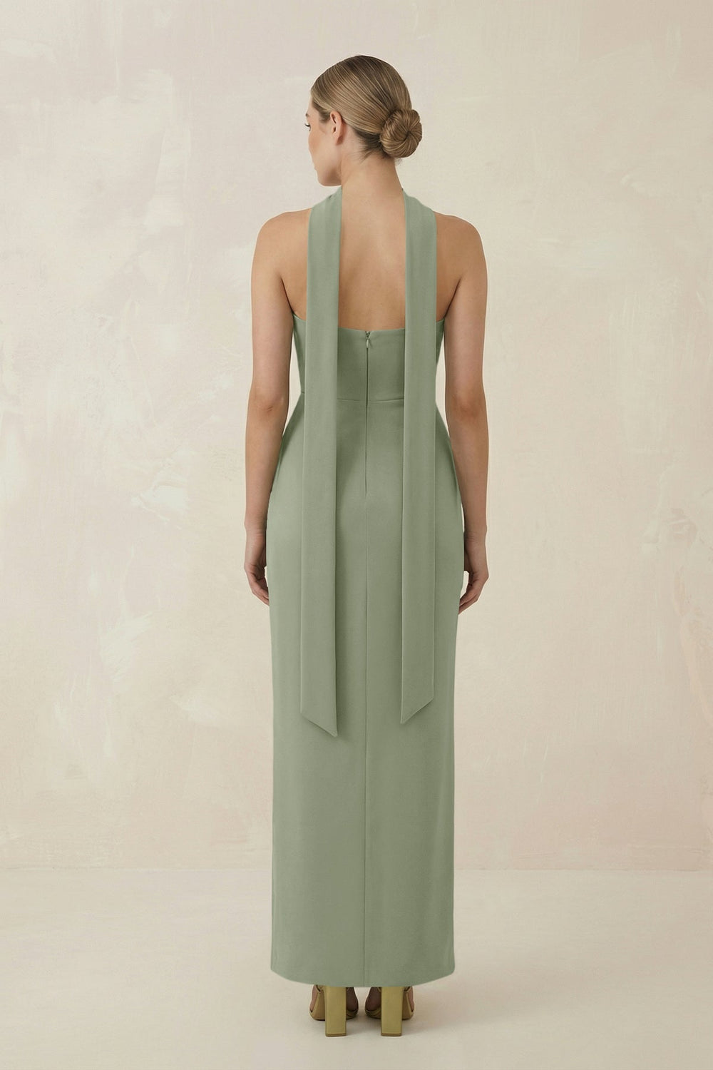 Strapless Sheath Midi Bridesmaid Dress With Ribbon in Dove Gray - KissProm Bridesmaid Dresses