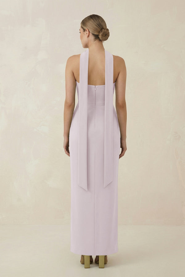 Strapless Sheath Midi Bridesmaid Dress With Ribbon in Dusk - KissProm Bridesmaid Dresses