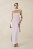 Strapless Sheath Midi Bridesmaid Dress With Ribbon in Dusk - KissProm Bridesmaid Dresses