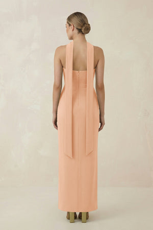Strapless Sheath Midi Bridesmaid Dress With Ribbon in Golden Champagne - KissProm Bridesmaid Dresses