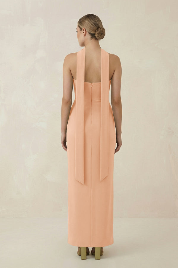 Strapless Sheath Midi Bridesmaid Dress With Ribbon in Golden Champagne - KissProm Bridesmaid Dresses