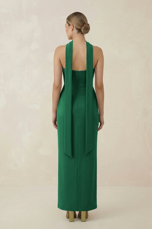 Strapless Sheath Midi Bridesmaid Dress With Ribbon in Green - KissProm Bridesmaid Dresses