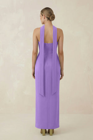 Strapless Sheath Midi Bridesmaid Dress With Ribbon in Lilac - KissProm Bridesmaid Dresses
