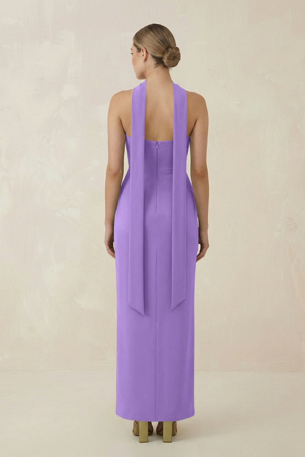 Strapless Sheath Midi Bridesmaid Dress With Ribbon in Lilac - KissProm Bridesmaid Dresses