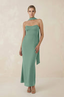 Strapless Sheath Midi Bridesmaid Dress With Ribbon in Mint Green - KissProm Bridesmaid Dresses