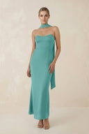 Strapless Sheath Midi Bridesmaid Dress With Ribbon in Pale Pistachio - KissProm Bridesmaid Dresses