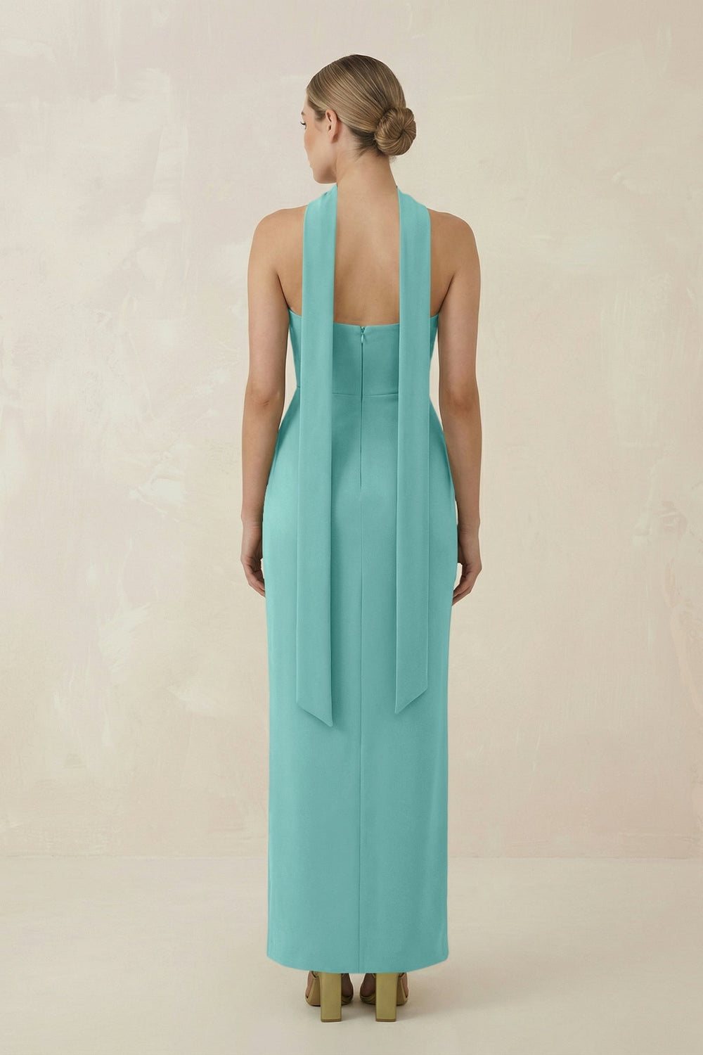Strapless Sheath Midi Bridesmaid Dress With Ribbon in Pale Pistachio - KissProm Bridesmaid Dresses