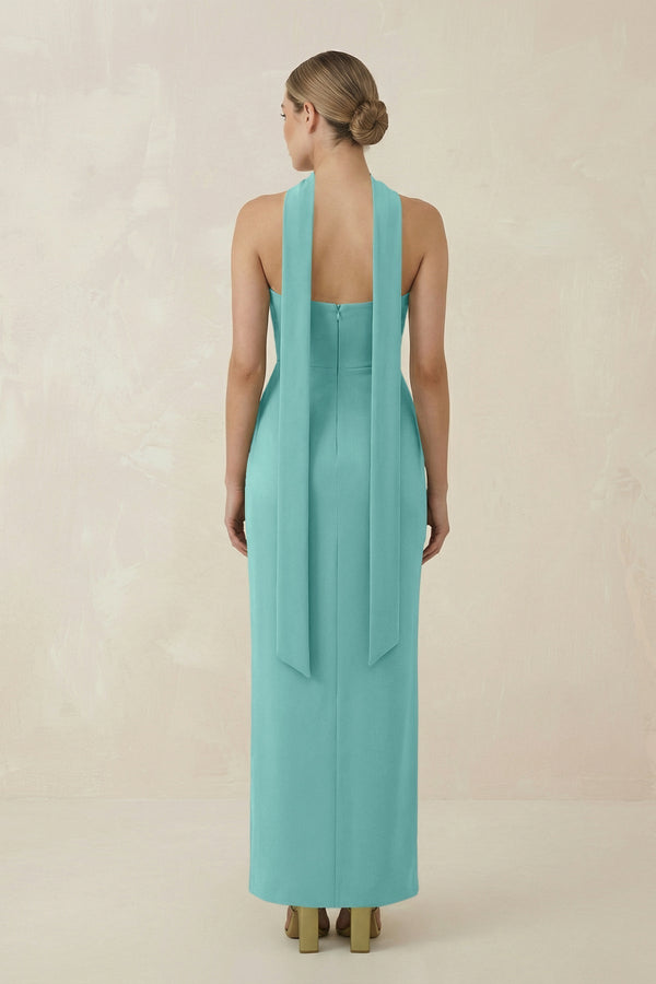 Strapless Sheath Midi Bridesmaid Dress With Ribbon in Pale Pistachio - KissProm Bridesmaid Dresses