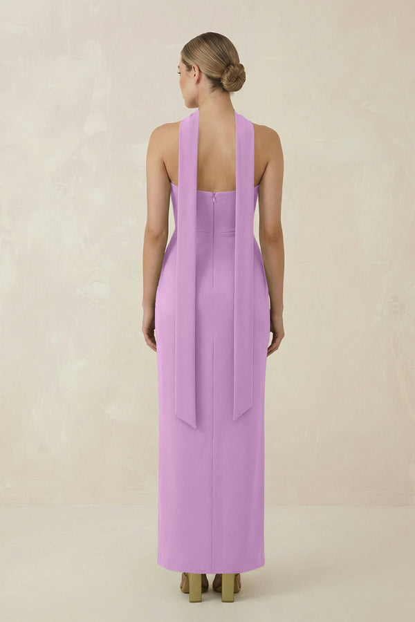 Strapless Sheath Midi Bridesmaid Dress With Ribbon in Vintage Mauve - KissProm Bridesmaid Dresses