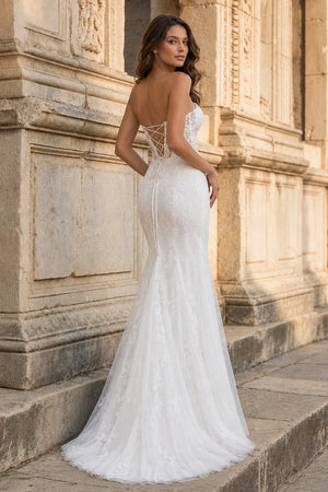 Mermaid Strapless Corset Lace Prom Dress with Slit – Prom Dress by KissProm | Available at KissProm
