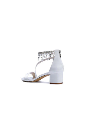 Strappy Heeled Sandals with Pearl and Crystal Embellishments - KissProm