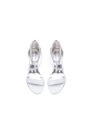 Strappy Heeled Sandals with Pearl and Crystal Embellishments - KissProm