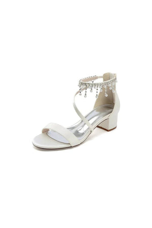 Strappy Heeled Sandals with Pearl and Crystal Embellishments - KissProm