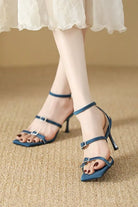 Strappy Open Toe Ankle Buckle Stiletto High Heels - KissProm