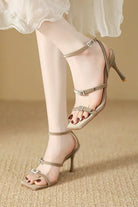 Strappy Open Toe Ankle Buckle Stiletto High Heels - KissProm