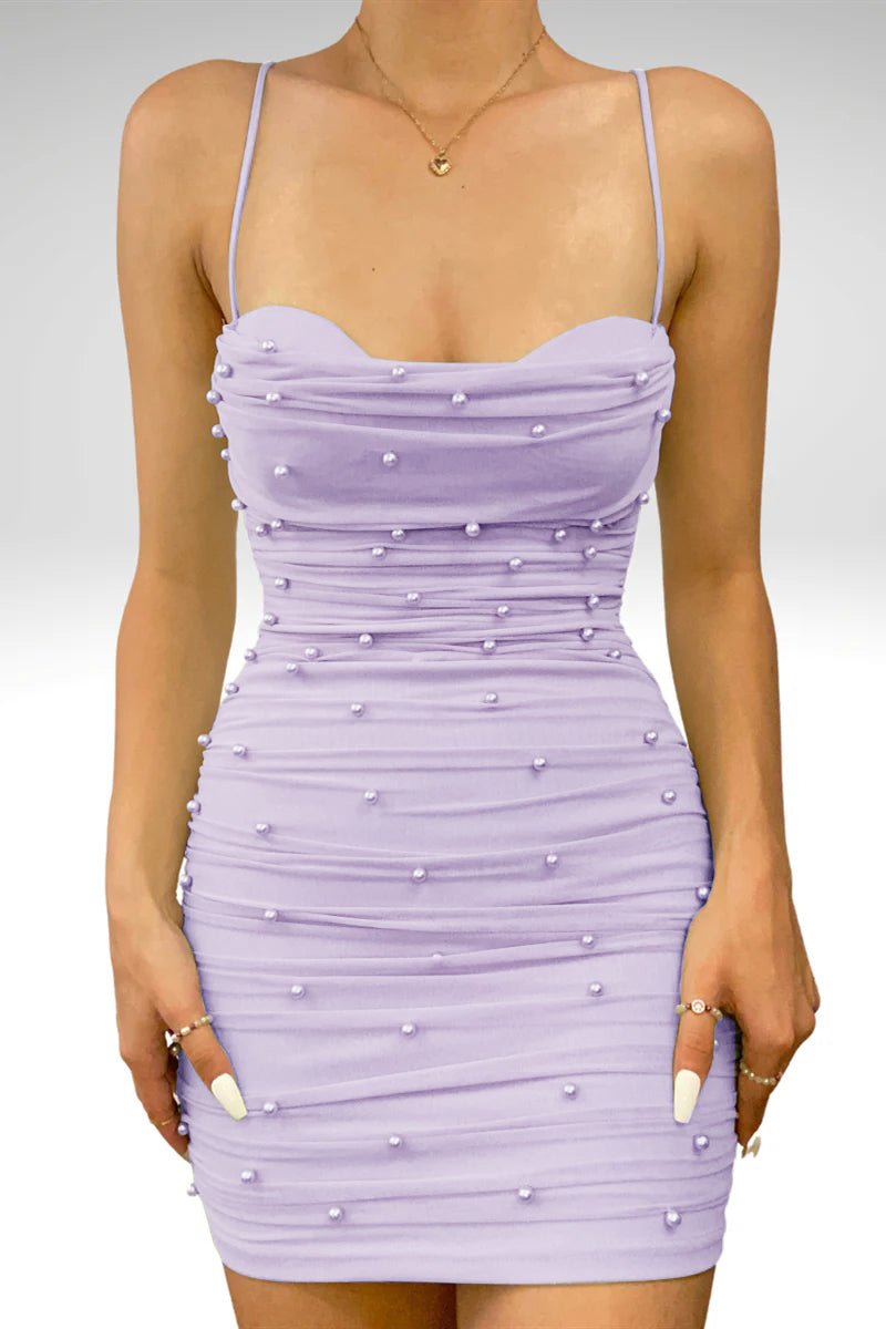 light purple homecoming dress tight Custom-made Light Purple High Neck Homecoming Purple prom dress with Sleeveless Lace Satin, Tea Length, Appliques, and Short Length for Girls' Party,