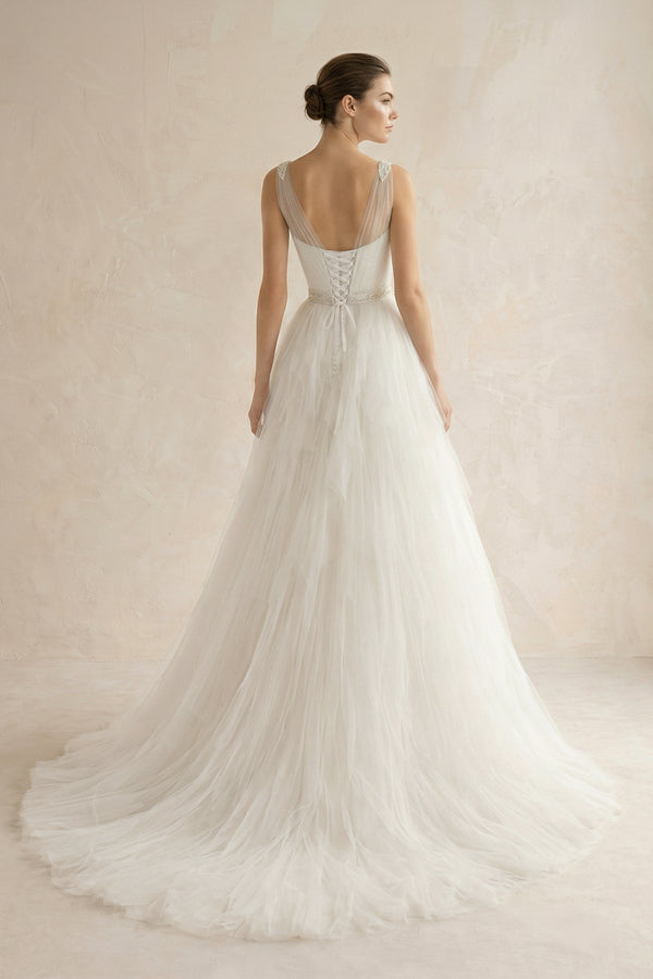 Stunning Top - ruched Layered Gown With Beaded Tulle Straps– Wedding Dresses by KissProm | Available at KissProm