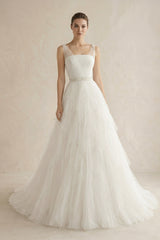 Stunning Top - ruched Layered Gown With Beaded Tulle Straps– Wedding Dresses by KissProm | Available at KissProm