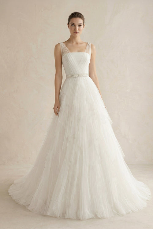 Stunning Top - ruched Layered Gown With Beaded Tulle Straps– Wedding Dresses by KissProm | Available at KissProm