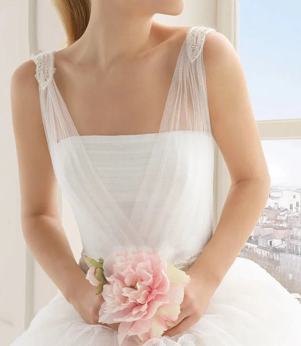 Stunning Top - ruched Layered Gown With Beaded Tulle Straps - KissProm
