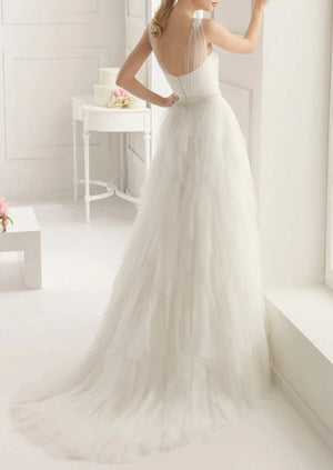 Stunning Top - ruched Layered Gown With Beaded Tulle Straps - KissProm
