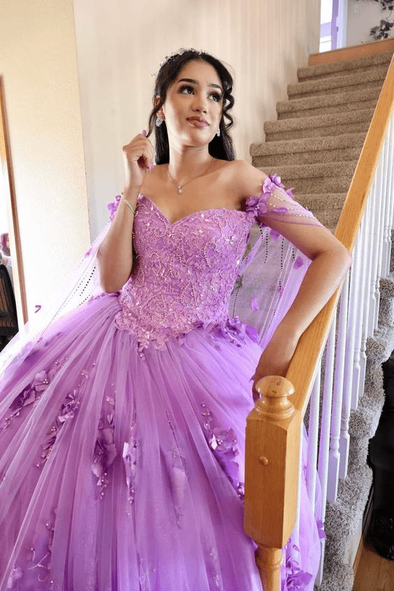 purple dresses for 15 Stunning Tulle Quinceanera Dresses Ball Gown Dress, Lilac / 8