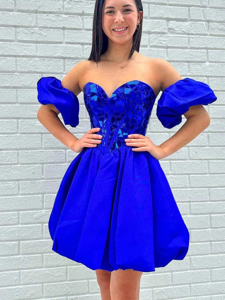A Line Off the Shoulder Short Homecoming Dress A Line Off the Shoulder Short Homecoming Dress