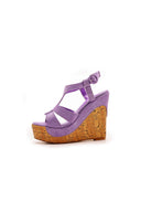 Suede Wood Grain Peep Toe Platform Wedges Sandals - KissProm