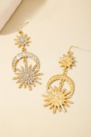 Sun Moon Stars Drop Earrings - KissProm