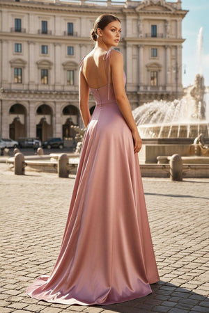 Sweet A-line Cowl Neck Silk Long Prom Dress - KISSPROM PROM DRESSES