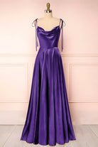 Sweet A-line Cowl Neck Silk Long Prom Dress
