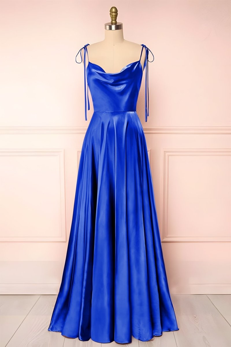 one sleeve dress formal La Rochette Embellished Bandeau Cowl Neck Maxi Dress in Light Blue