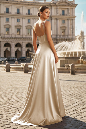 Sweet A-line Cowl Neck Silk Long Prom Dress - KISSPROM PROM DRESSES