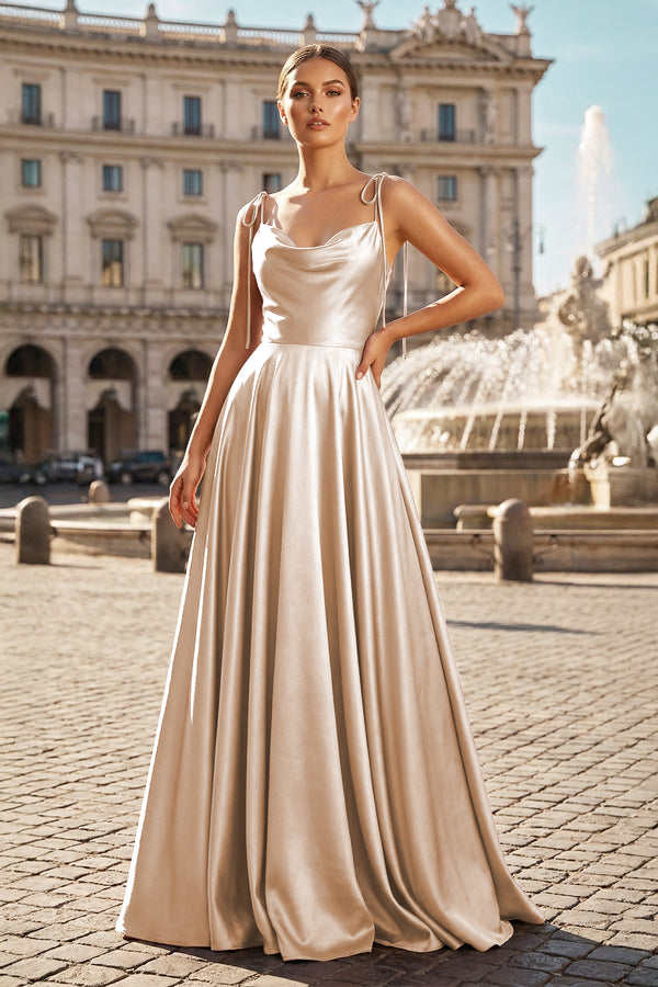 Sweet A-line Cowl Neck Silk Long Prom Dress Sweet A-line Cowl Neck Silk Long Prom Dress