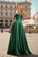 Sweet A-line Cowl Neck Silk Long Prom Dress - KISSPROM PROM DRESSES