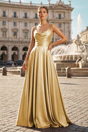 Sweet A-line Cowl Neck Silk Long Prom Dress - KISSPROM PROM DRESSES