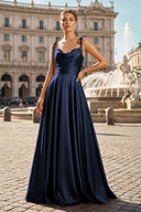 Sweet A-line Cowl Neck Silk Long Prom Dress - KISSPROM PROM DRESSES