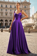 Sweet A-line Cowl Neck Silk Long Prom Dress - KISSPROM PROM DRESSES
