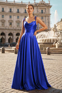 Sweet A-line Cowl Neck Silk Long Prom Dress - KISSPROM PROM DRESSES