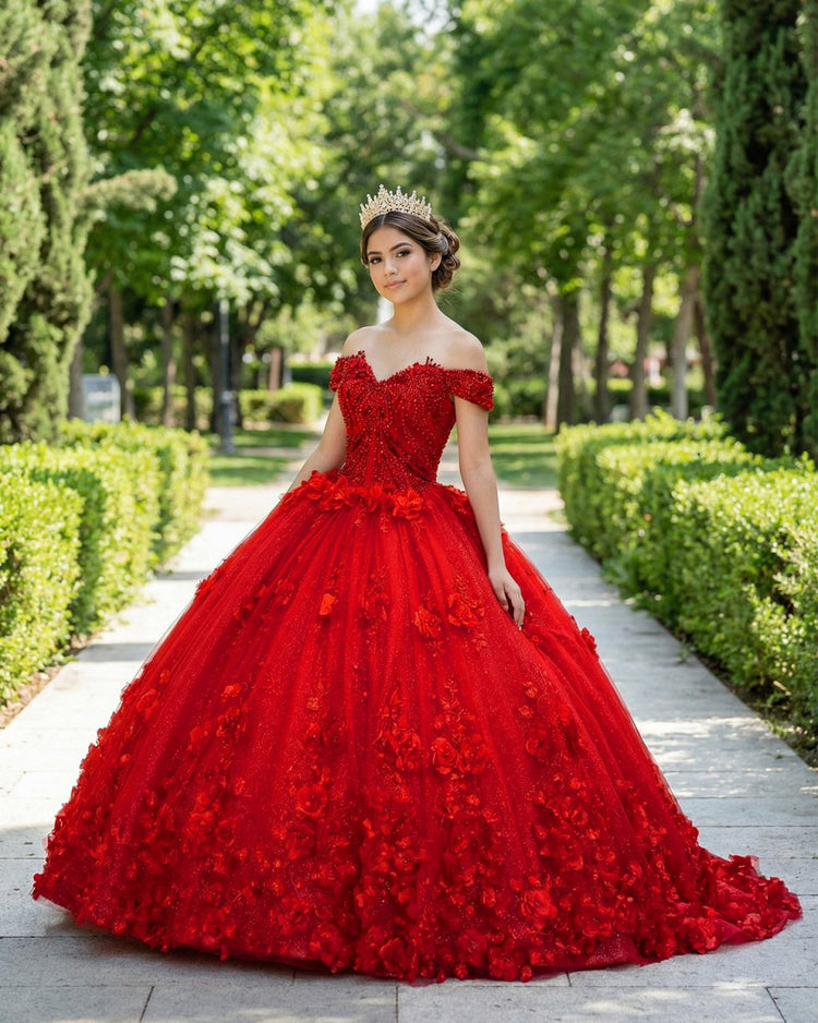Sweet Valentine Red Quinceanera Dress Red / 12