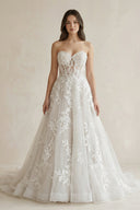Sweetheart A - Line Appliqued Corset Wedding Dress in Ivory - KissProm Wedding Dresses