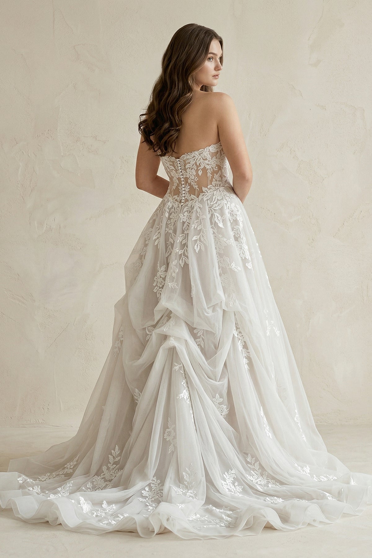 KissProm |Sweetheart A-Line Appliqued Corset Wedding Dress in Ivory