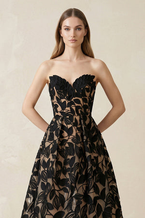 Sweetheart A - Line Appliqued Wedding Dress in Black - KissProm Wedding Dresses