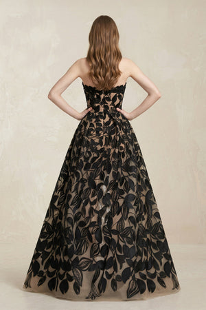 Sweetheart A - Line Appliqued Wedding Dress in Black - KissProm Wedding Dresses