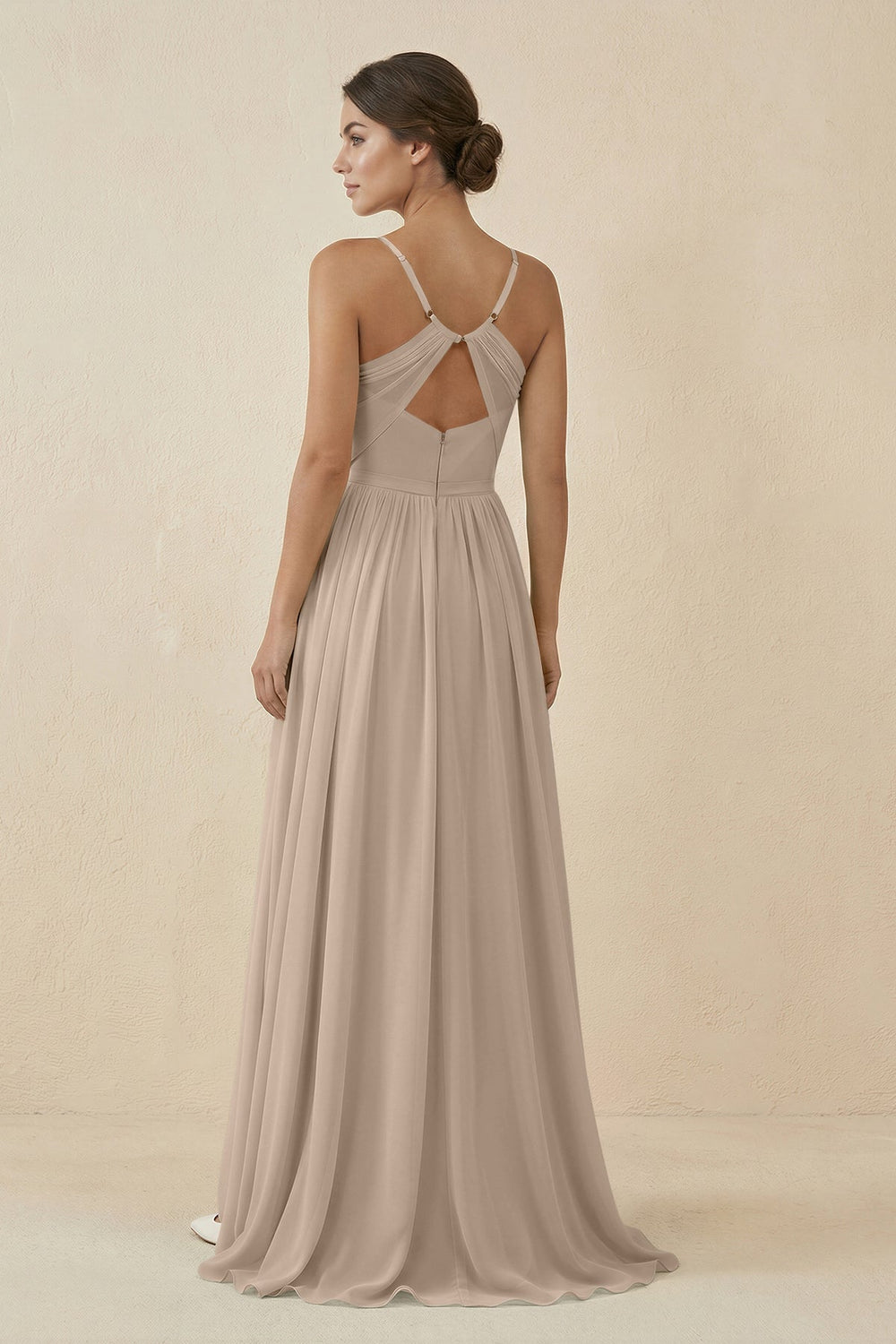 Sweetheart A - Line Chiffon Bridesmaid Dress in Almond - KissProm Bridesmaid Dresses