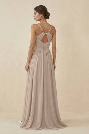 Sweetheart A - Line Chiffon Bridesmaid Dress in Almond - KissProm Bridesmaid Dresses