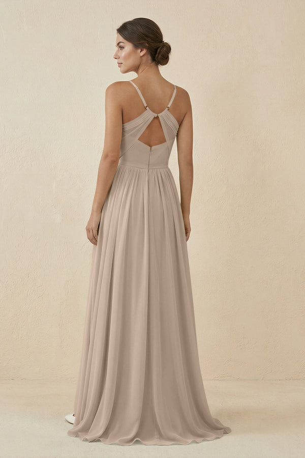 Sweetheart A - Line Chiffon Bridesmaid Dress in Almond - KissProm Bridesmaid Dresses