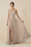 Sweetheart A - Line Chiffon Bridesmaid Dress in Almond - KissProm Bridesmaid Dresses