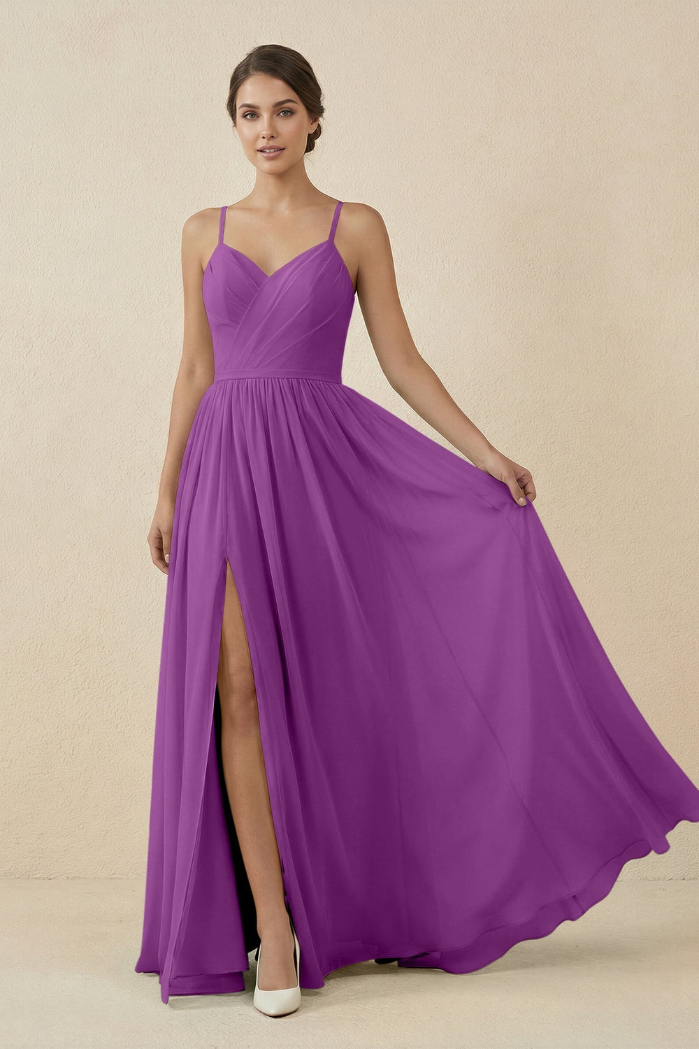 Sweetheart A - Line Chiffon Bridesmaid Dress in Amethyst - KissProm Bridesmaid Dresses
