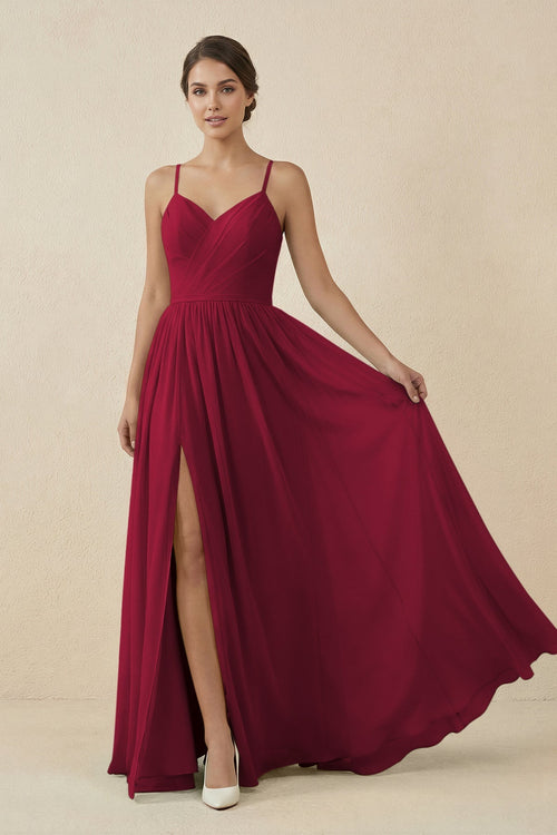 Sweetheart A - Line Chiffon Bridesmaid Dress in Berry - KissProm Bridesmaid Dresses